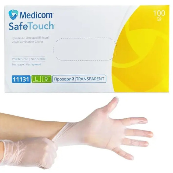 Medicom vinyl gloves, size L (100 pcs/pack)