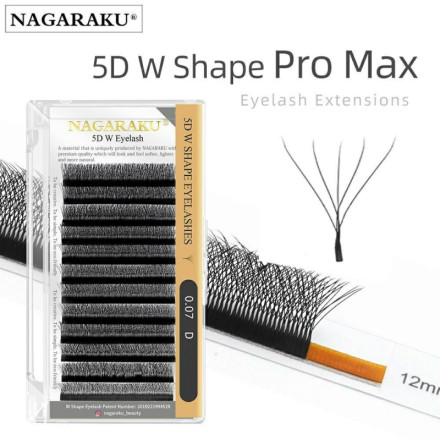 Nagaraku Mix D W-shape 5D eyelashes, 0.07, 8-14 mm