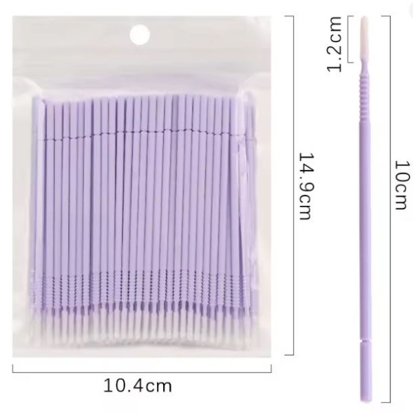 Long Head Microbrushes in a Pack, soft purple (100 pcs)