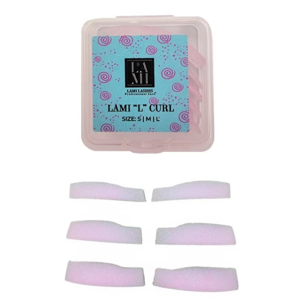 Набор валиков для ламинирования ресниц Lami Lashes L Curl розовые блестки, 3 пары (S, M, L)
