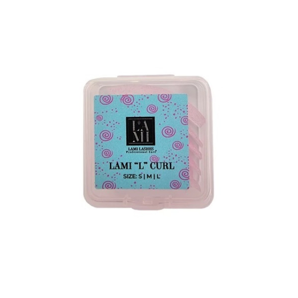 Набор валиков для ламинирования ресниц Lami Lashes L Curl розовые блестки, 3 пары (S, M, L)