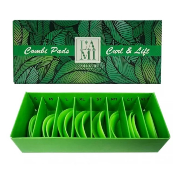 Набор валиков для ламинирования ресниц Lami Lashes Combi Pads Curl&Lift зеленые, 8 пар (S, M, L, XL, S1, M1, L1, XL1)