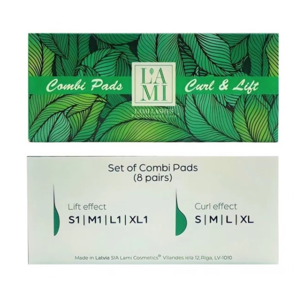 Набор валиков для ламинирования ресниц Lami Lashes Combi Pads Curl&Lift зеленые, 8 пар (S, M, L, XL, S1, M1, L1, XL1)