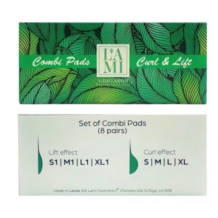 Набор валиков для ламинирования ресниц Lami Lashes Combi Pads Curl&Lift зеленые, 8 пар (S, M, L, XL, S1, M1, L1, XL1)