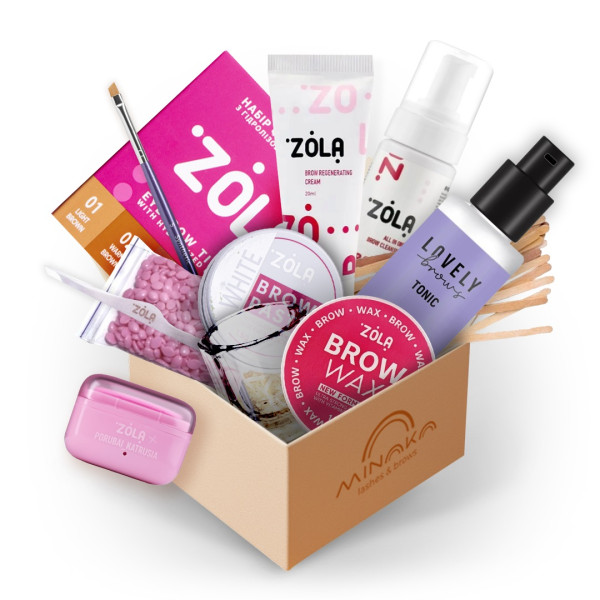 Набір для корекції та фарбування брів ZOLA Brow & Wax Box
