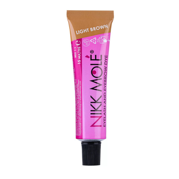 Nikk Mole Light Brown Eyebrow and Eyelash Dye, 15 ml