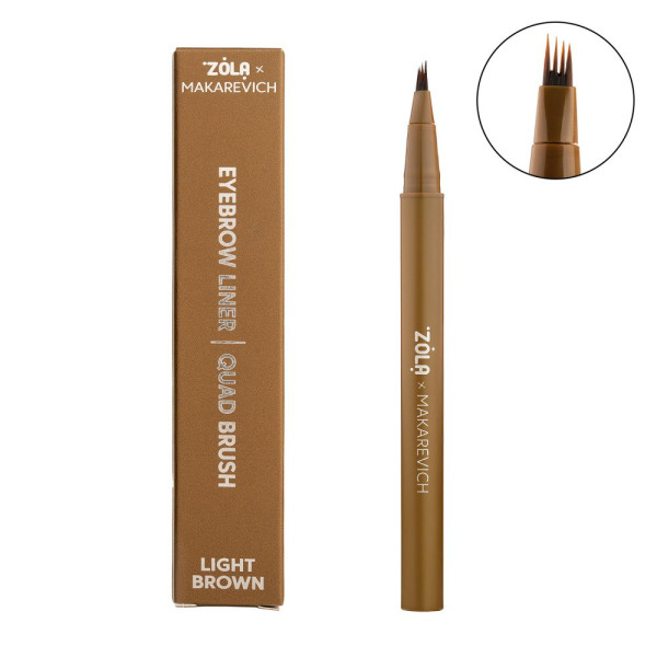 Liner do brwi z pędzlem quad ZOLA x Makarevich, Light Brown