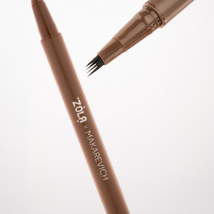 Liner do brwi z pędzlem quad ZOLA x Makarevich, Light Brown