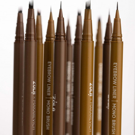 Liner do brwi z pędzlem quad ZOLA x Makarevich, Light Brown