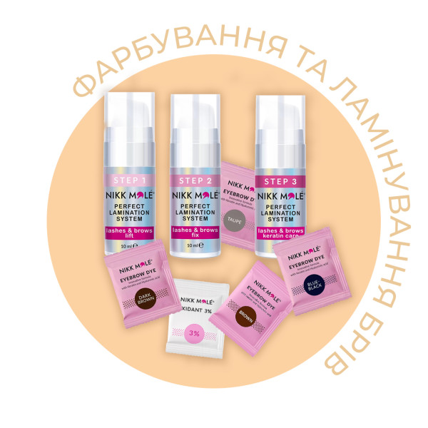 Набір для корекції, фарбування та ламінування брів Nikk Mole Brow Tint Box