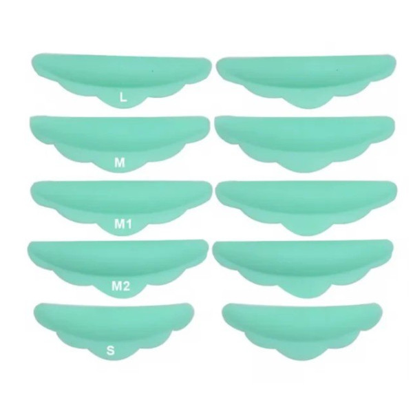 Silicone rollers for eyelash lamination MIX kit (5 pairs/pack), turquoise