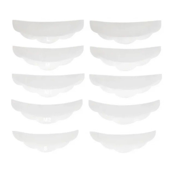 Silicone rollers for eyelash lamination MIX kit (5 pairs/pack), transparent