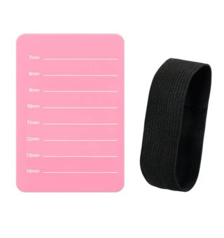 Eyelash palette for the hand with an elastic band, 8 lines (7–14 mm), bright pink