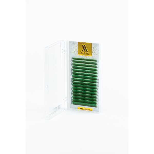 Green lashes 16 lines ALIAS mix CC, 0.07, 7–13 mm