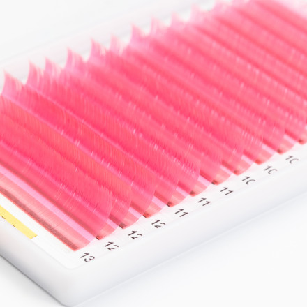 Pink neon lashes 16 lines ALIAS mix CC, 0.07, 7–13 mm