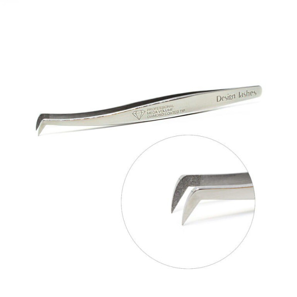 Пинцет для наращивания ресниц Design Lashes топорик diamond (зеркальный)