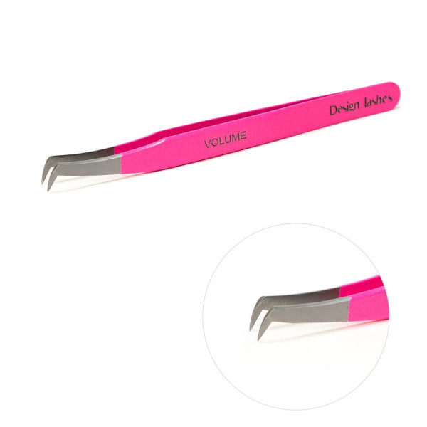 Пінцет для нарощування вій Design Lashes чобіток міні (рожевий)