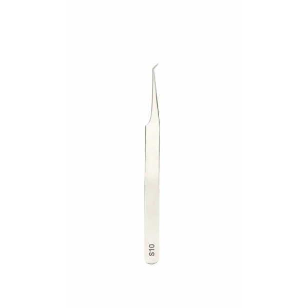 Curved Tweezers for Eyelash Extensions MARY LASH with Diamond Coating, S10 "micro L"