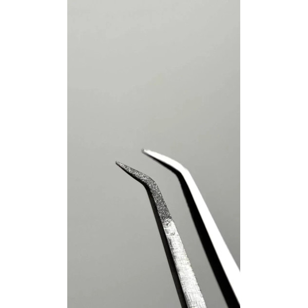 Curved Tweezers for Eyelash Extensions MARY LASH with Diamond Coating, S10 "micro L"