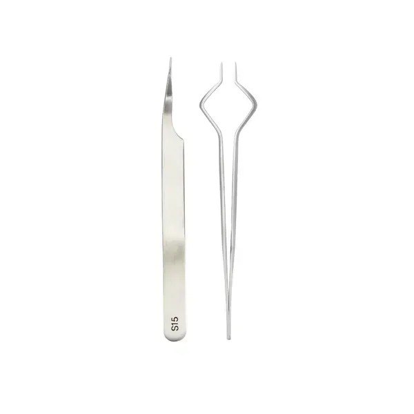 Straight eyelash extension tweezers MARY LASH, S15 “Beetle”