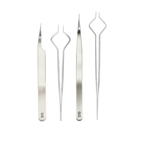 Straight eyelash extension tweezers MARY LASH, S15 “Beetle”