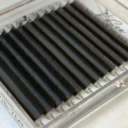 Black lashes, 21 rows KaSee mix D, 0.07, 6–13 mm