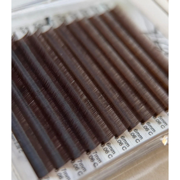 Chocolate lashes, 21 rows KaSee mix C, 0.05, 6–13 mm