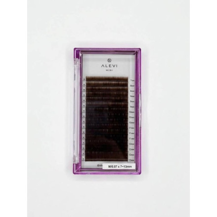 Ресницы dark brown 16 линий ALEVI mini mix L, 0.10, 7–13 мм