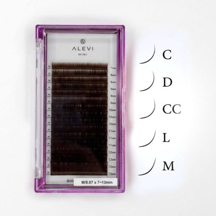 Lashes dark brown 16 lines ALEVI mix ML, 0.07, 7–13 mm