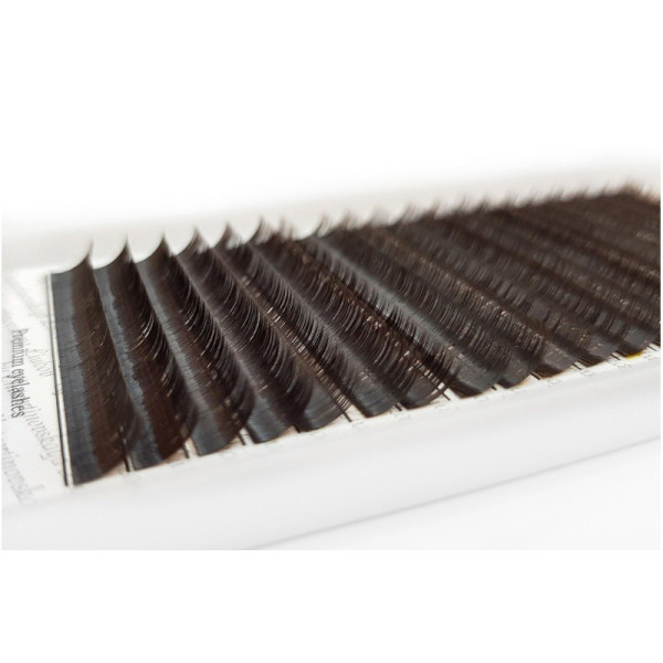 Ресницы dark chocolate (темно-коричневые) PLATINUM mix C, 0.07, 8-14 мм