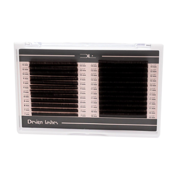 Вії темний шоколад 24 ліній Design Lashes mix L, 0.07, 7–14 мм