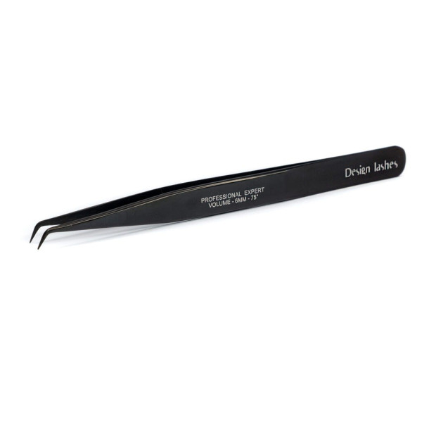 Пинцет для наращивания ресниц Design Lashes L 6 мм 75° (чорний)