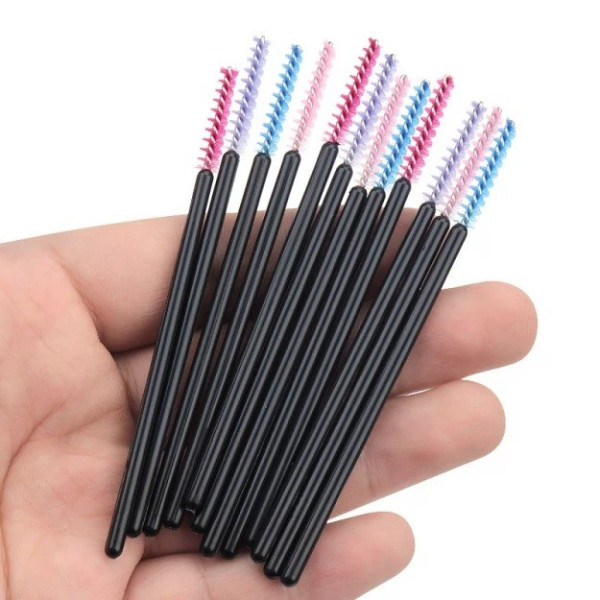 Eyebrow and eyelash brushes, pink, 50 pcs (thin)