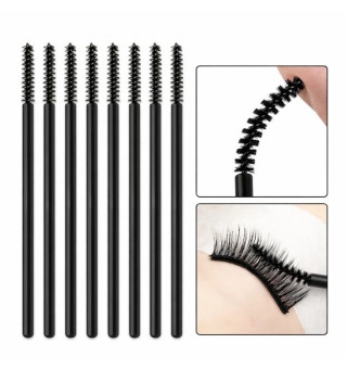 Eyebrow and eyelash brushes, black, 50 pcs (thin)