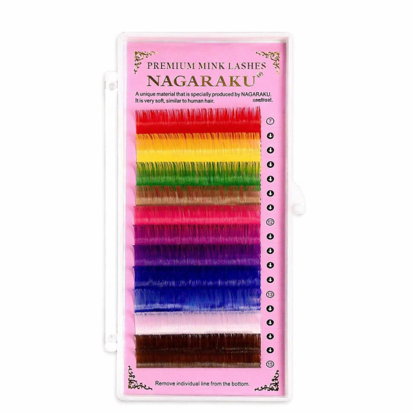 Ресницы mix 8 цветов 16 линий Nagaraku CC, 0.10, 13 мм