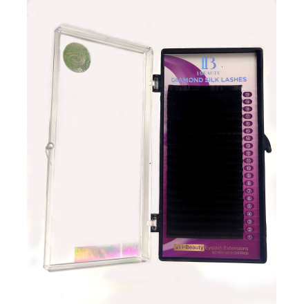 Black Lashes 20 Strips i-Beauty Diamond Silk D, 0.07, 12 mm