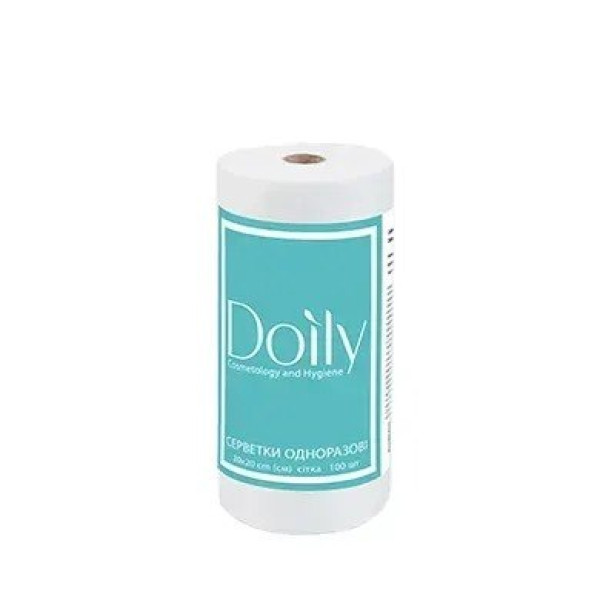 Doily spunlace napkins, 20х20 cm, smooth (100 pcs/roll)