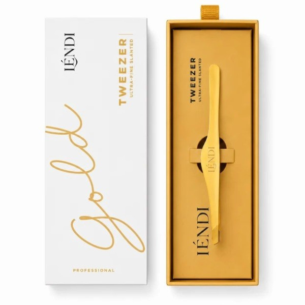 Скошенный пинцет для бровей Lendi ULTRA TWEEZER (gold)