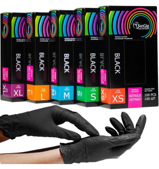 SanGig Black Nitrile Gloves, S (100 pcs/pack)