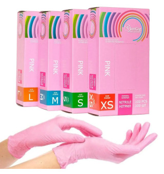 SanGig Pink Nitrile Gloves, L (100 pcs/pack)