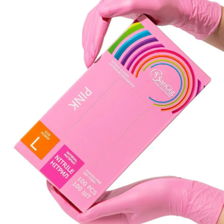 SanGig Pink Nitrile Gloves, L (100 pcs/pack)