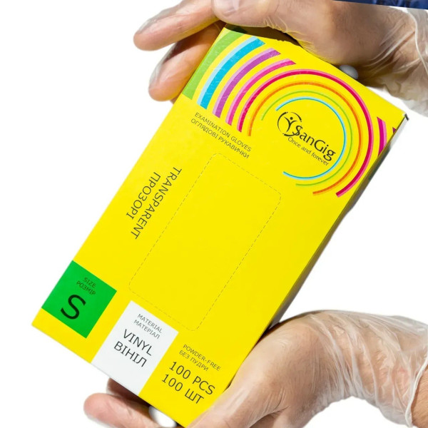SanGig Transparent Vinyl Gloves, S (100 pcs/pack)