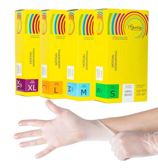 SanGig Transparent Vinyl Gloves, L (100 pcs/pack)