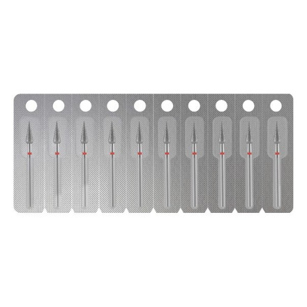 Diamond Nail Drill Bit STALEKS PRO EXPERT, Sharp Pear Shape, Diameter 4 mm, Working Part 12 mm (Red)
