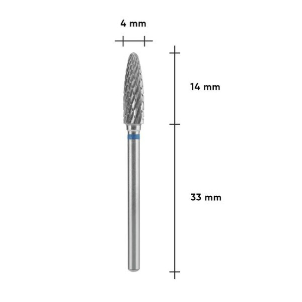 Frez z węglika spiekanego STALEKS PRO EXPERT „Kukurydza”, średnica 4 mm, część robocza 14 mm (niebieski)