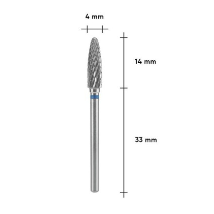 Frez z węglika spiekanego STALEKS PRO EXPERT „Kukurydza”, średnica 4 mm, część robocza 14 mm (niebieski)