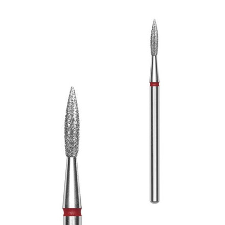 Diamentowy frez trzpieniowy STALEKS PRO EXPERT flame, średnica 2.3 mm, część robocza 8 mm (czerwony)