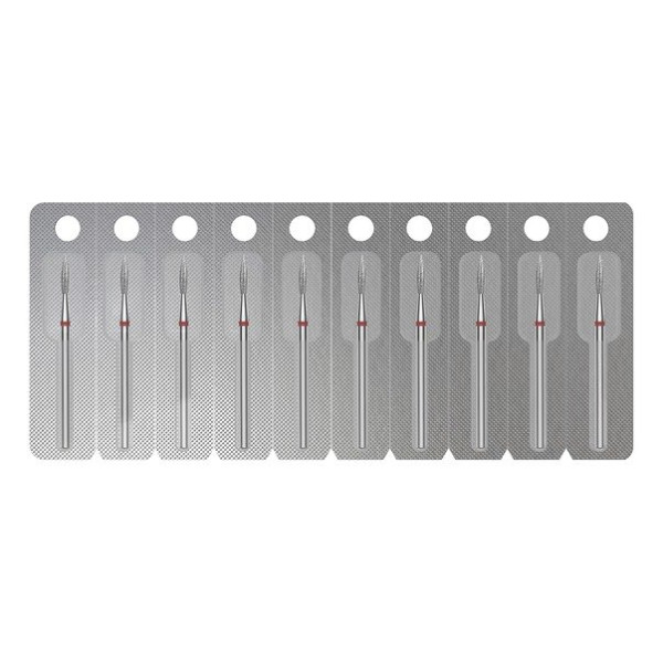 Diamentowy frez trzpieniowy STALEKS PRO EXPERT flame, średnica 2.3 mm, część robocza 8 mm (czerwony)