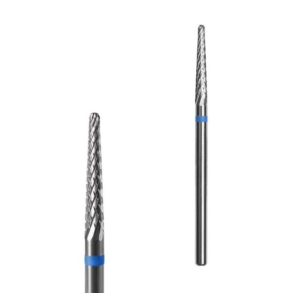 Frez z węglika spiekanego STALEKS PRO EXPERT, stożek, średnica 2,3 mm, część robocza 14 mm (niebieski)