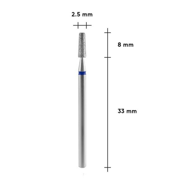 Frez diamentowy STALEKS PRO EXPERT Stożek ścięty, średnica 2,5 mm, część robocza 8 mm (niebieski)